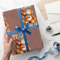 Team Punch Cute Baby Monkey Hugging Plush Toy Graphic Wrapping Paper Roll