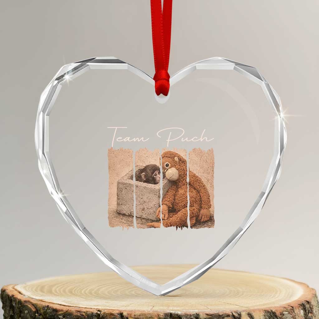 Team Punch Heart Crystal Glass Ornament Baby Monkey And Plush Toy Viral