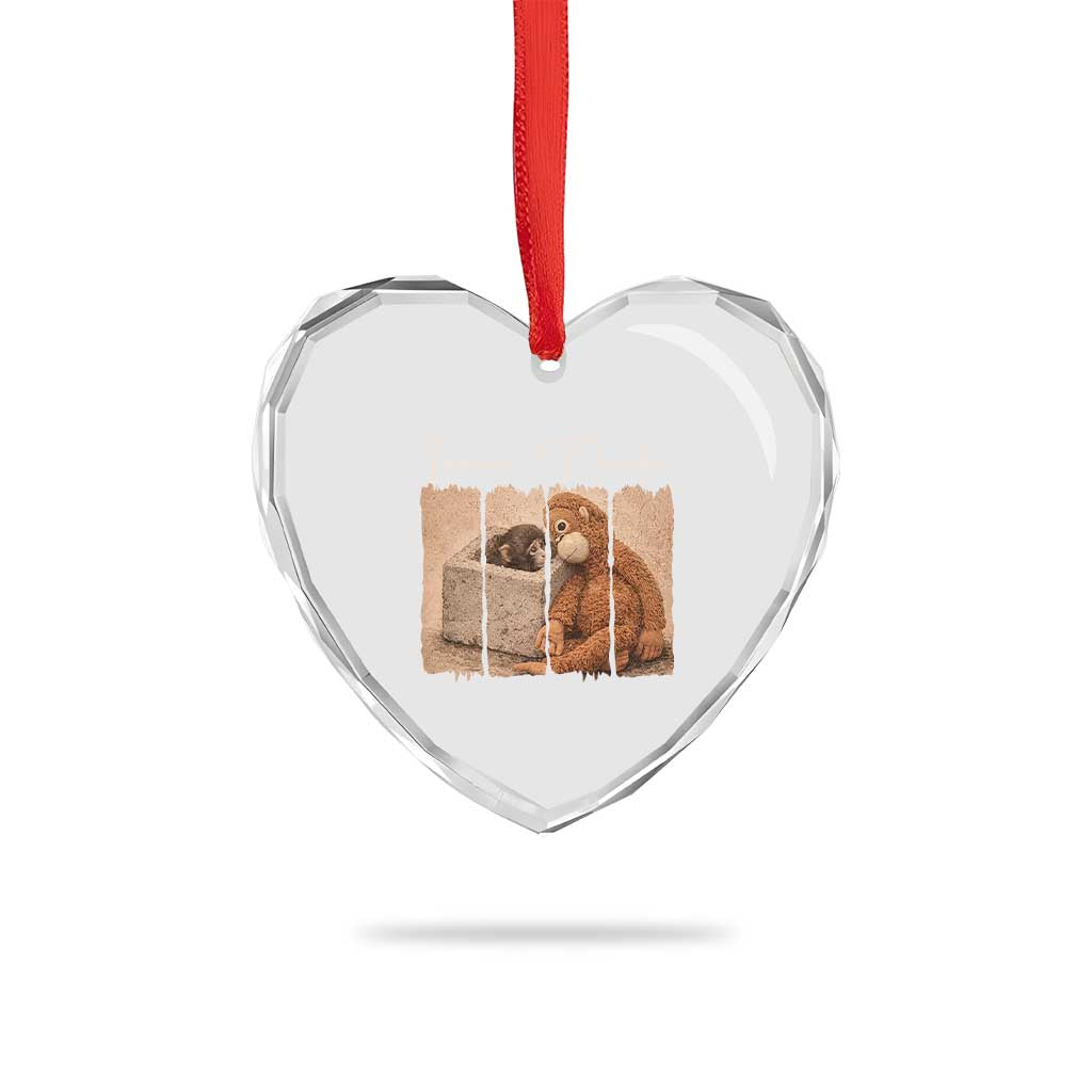 Team Punch Heart Crystal Glass Ornament Baby Monkey And Plush Toy Viral