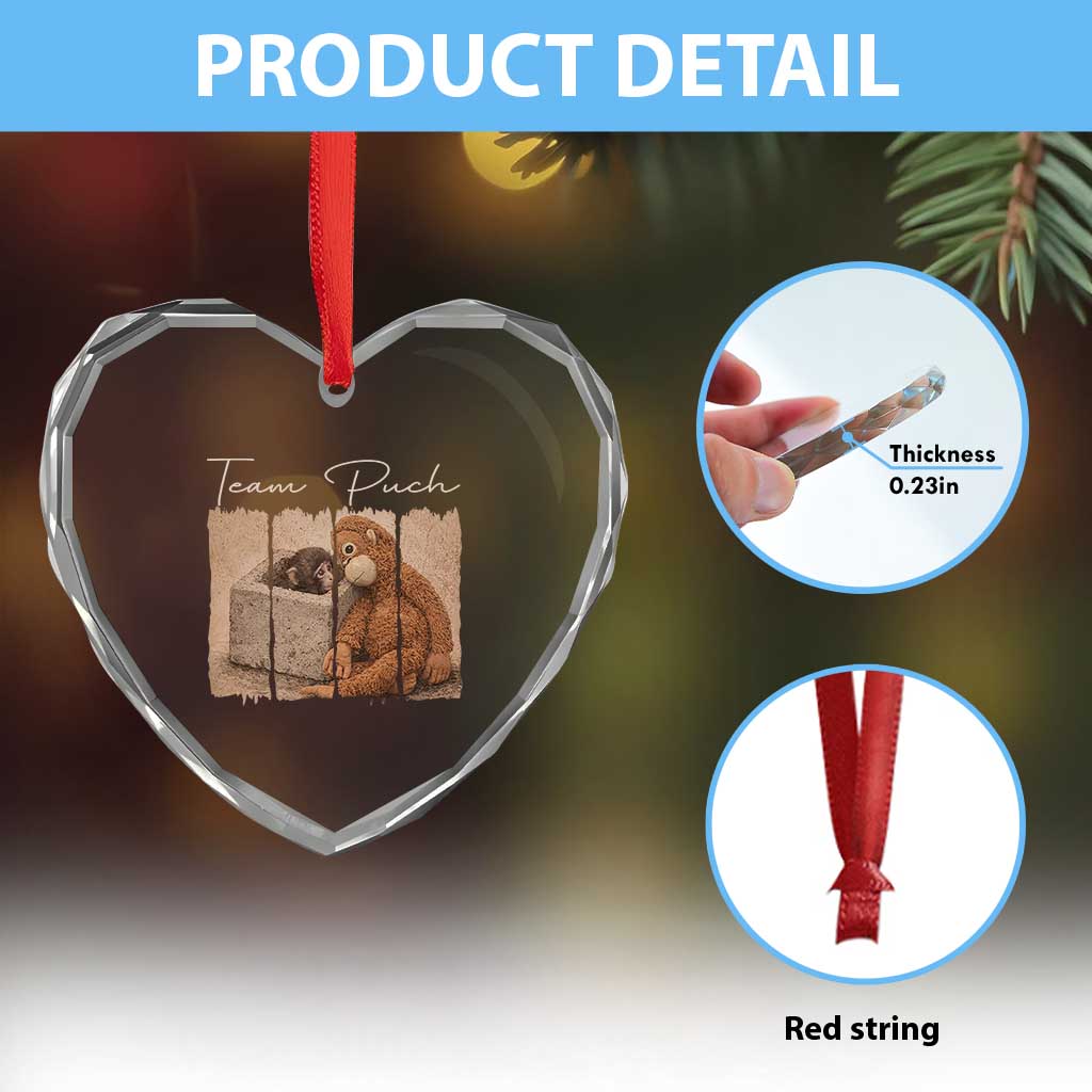Team Punch Heart Crystal Glass Ornament Baby Monkey And Plush Toy Viral