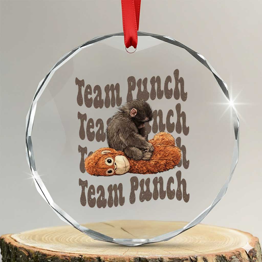 Team Punch Monkey Crystal Glass Ornament Baby Monkey And Plush Toy Viral
