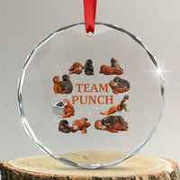 Team Punch Monkey Crystal Glass Ornament Viral Baby Monkey Meme