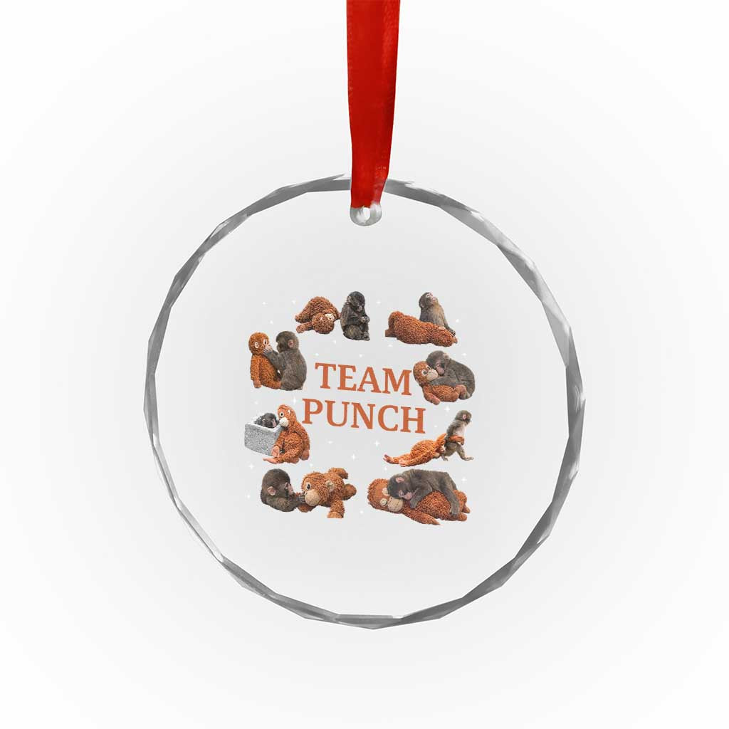 Team Punch Monkey Crystal Glass Ornament Viral Baby Monkey Meme