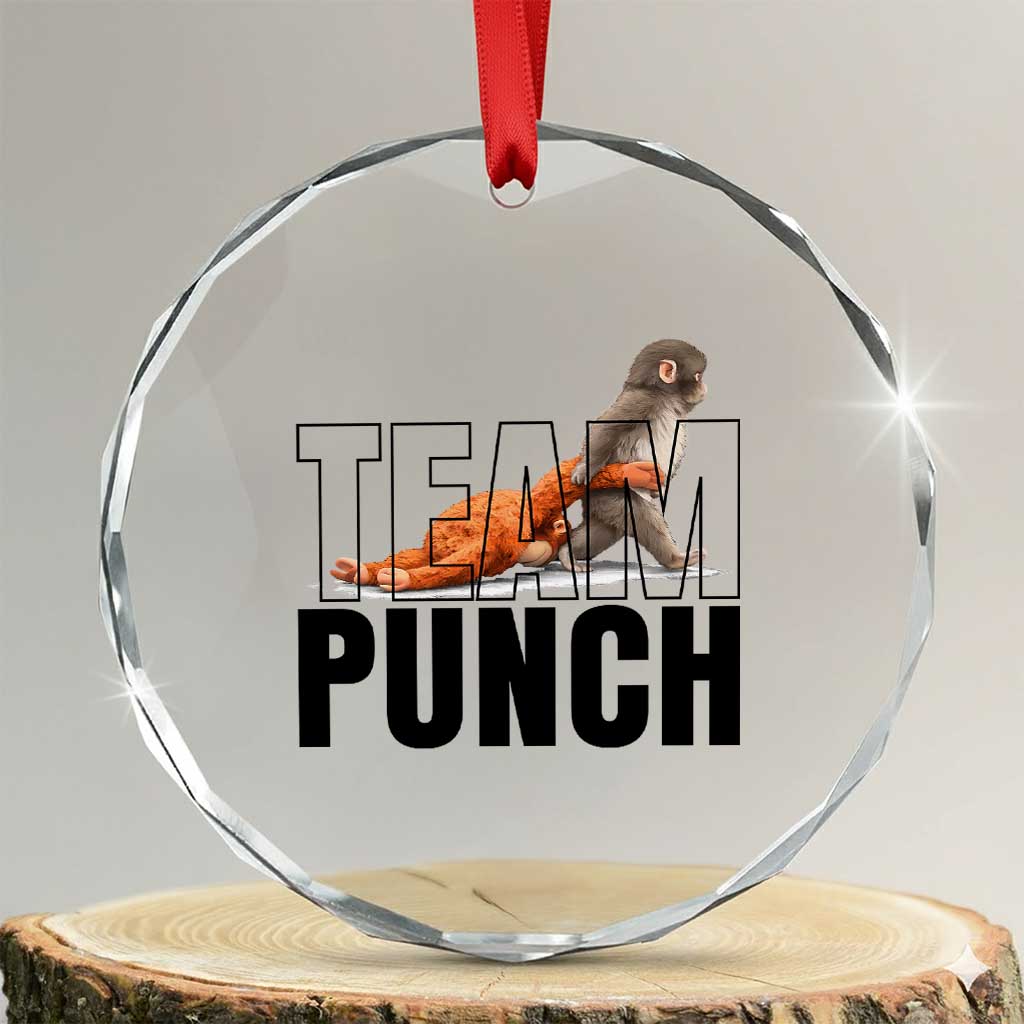 Team Punch Monkey Crystal Glass Ornament Viral Trend Baby Monkey Meme