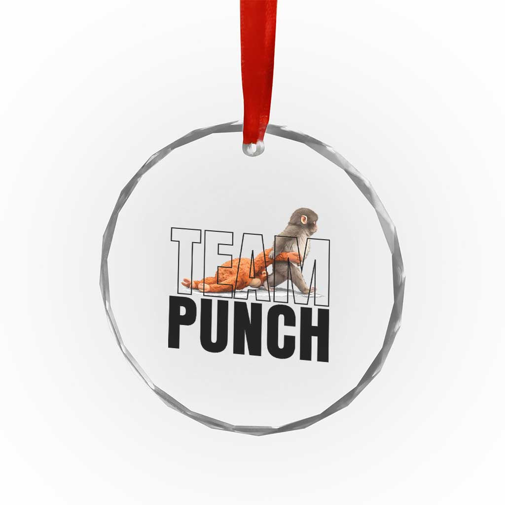 Team Punch Monkey Crystal Glass Ornament Viral Trend Baby Monkey Meme