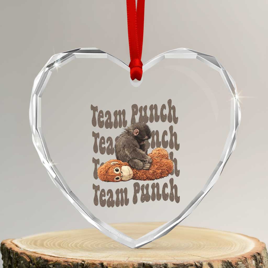 Team Punch Monkey Heart Crystal Glass Ornament Baby Monkey And Plush Toy Viral