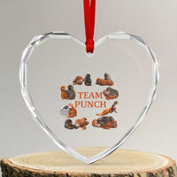 Team Punch Monkey Heart Crystal Glass Ornament Viral Baby Monkey Meme