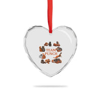 Team Punch Monkey Heart Crystal Glass Ornament Viral Baby Monkey Meme