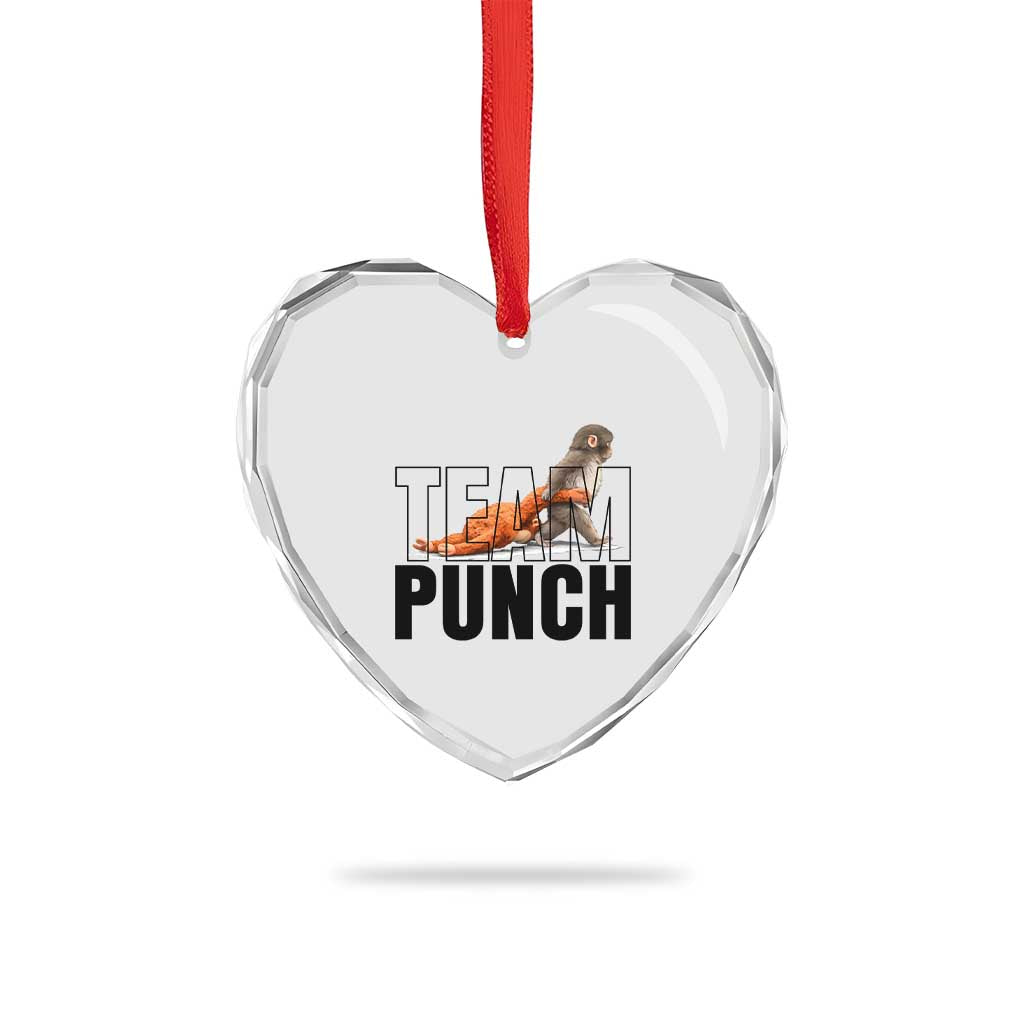 Team Punch Monkey Heart Crystal Glass Ornament Viral Trend Baby Monkey Meme