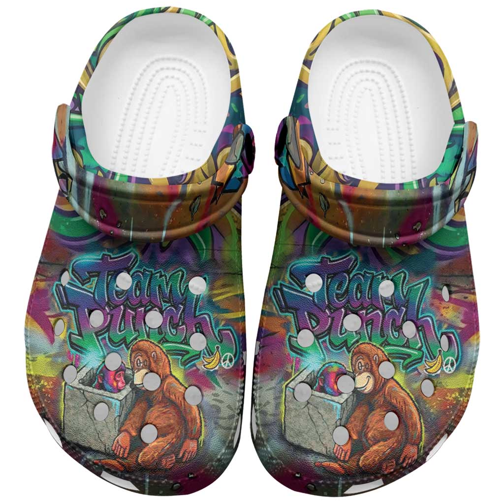 Team Punch The Monkey Clogs Shoes Baby Monkey Stay Strong Graffiti Style