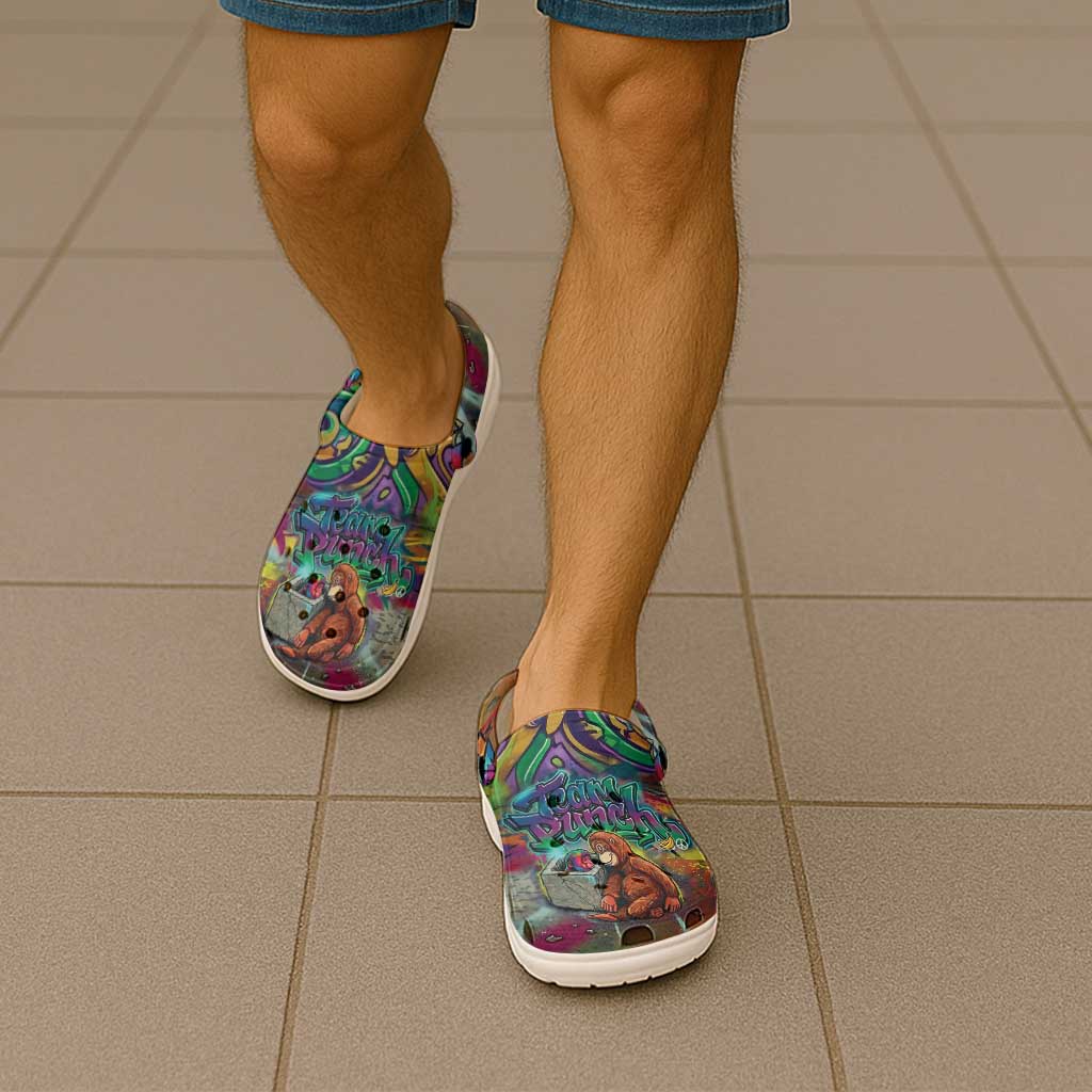 Team Punch The Monkey Clogs Shoes Baby Monkey Stay Strong Graffiti Style
