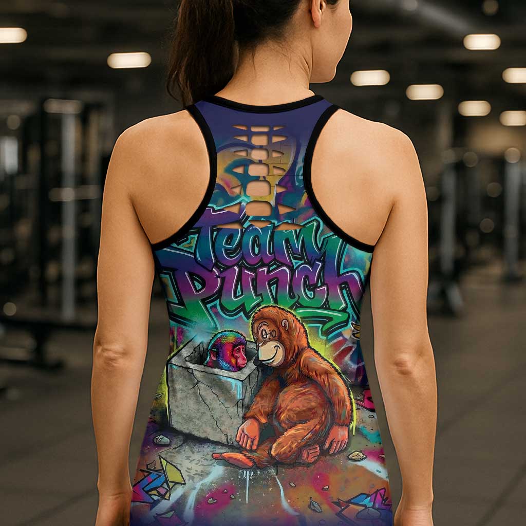 Team Punch The Monkey Hollow Tank Top Baby Monkey Stay Strong Graffiti Style