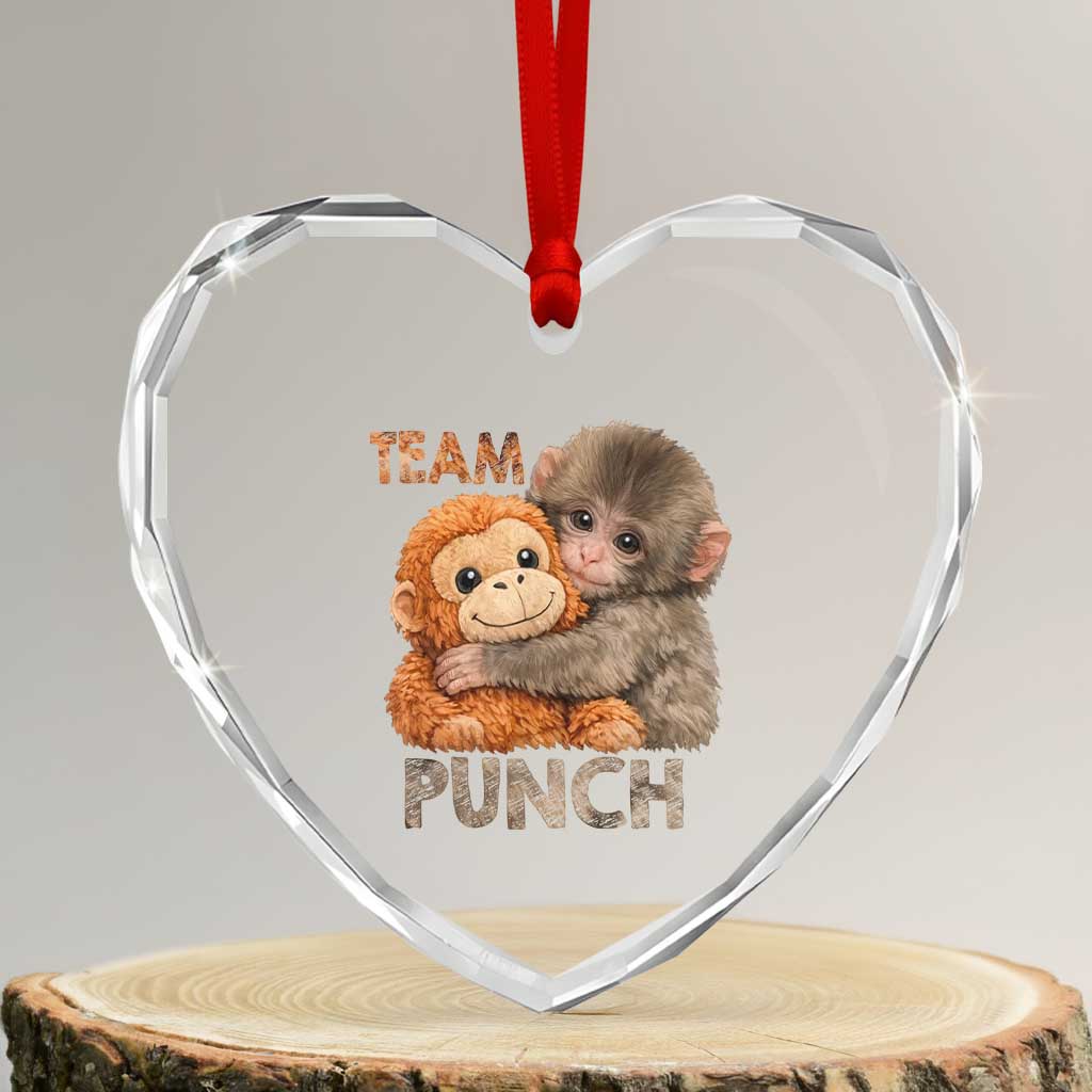 Team Punch Viral Baby Monkey Heart Crystal Glass Ornament Cute Monkey Hugging Plush Toy Internet Trend Gift