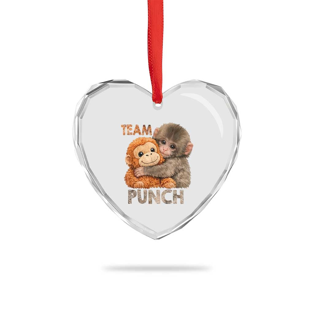 Team Punch Viral Baby Monkey Heart Crystal Glass Ornament Cute Monkey Hugging Plush Toy Internet Trend Gift