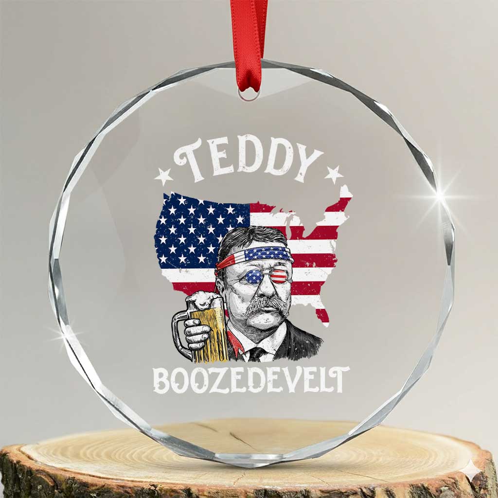Teddy Boozedevelt Theodore Roosevelt Crystal Glass Ornament 4th Of July American Flag
