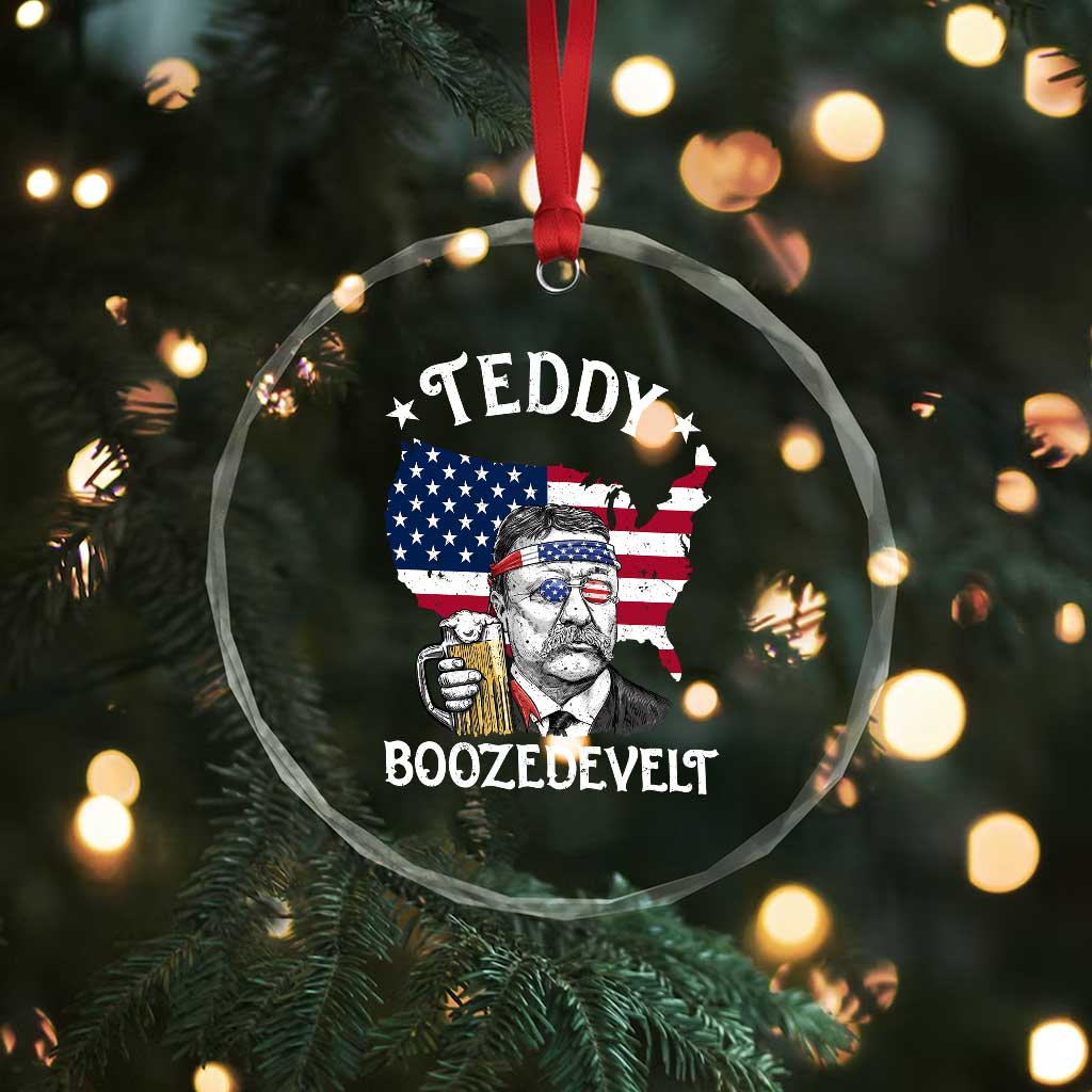 Teddy Boozedevelt Theodore Roosevelt Crystal Glass Ornament 4th Of July American Flag