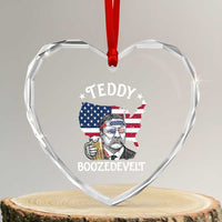 Teddy Boozedevelt Theodore Roosevelt Heart Crystal Glass Ornament 4th Of July American Flag