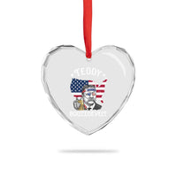 Teddy Boozedevelt Theodore Roosevelt Heart Crystal Glass Ornament 4th Of July American Flag