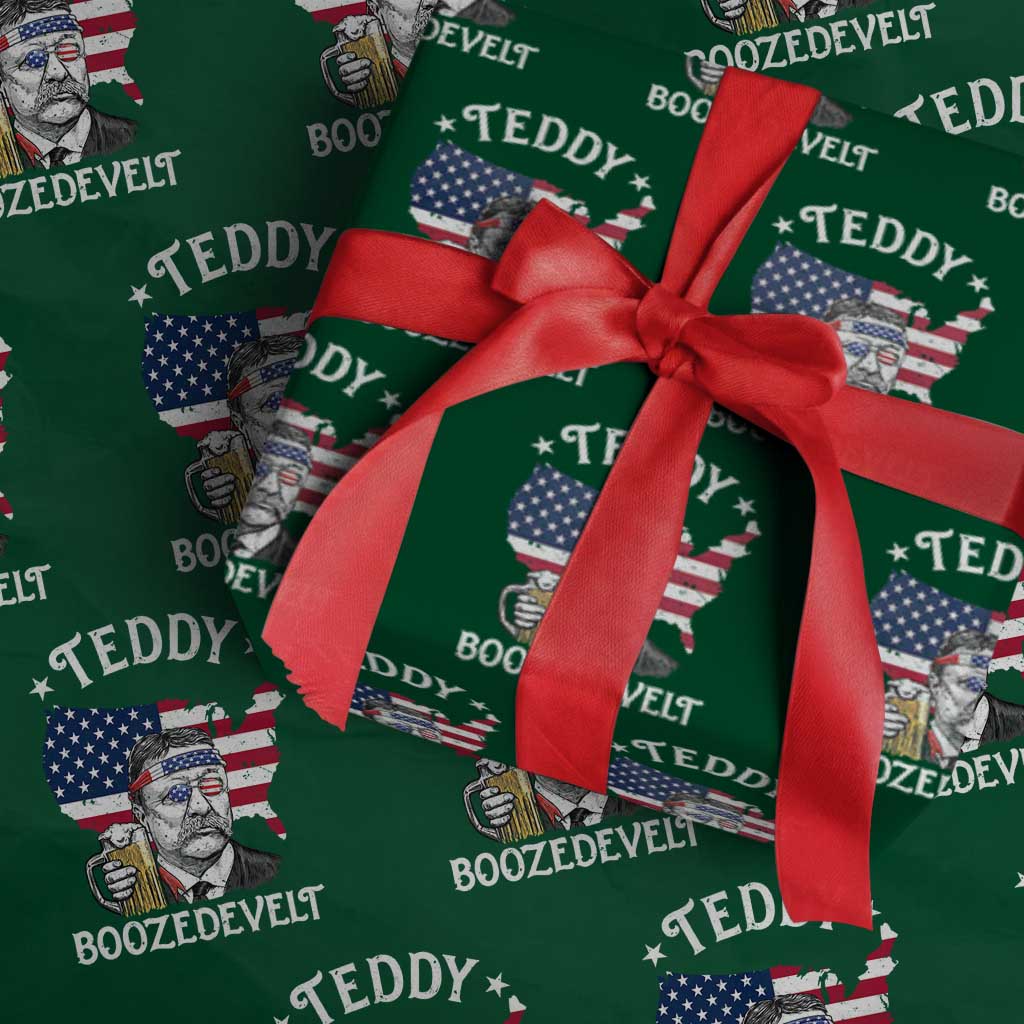 Teddy Boozedevelt Theodore Roosevelt Wrapping Paper Roll 4th Of July American Flag
