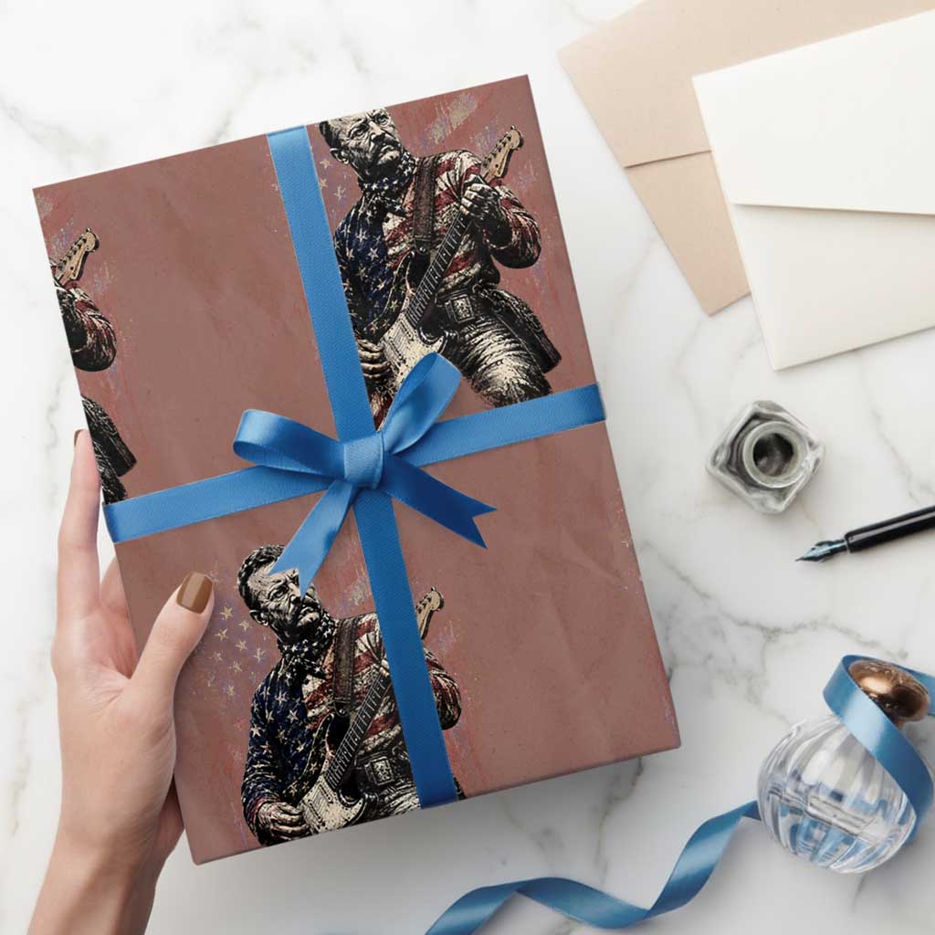 Teddy Roosevelt Playing Guitar 4th of July Wrapping Paper Roll