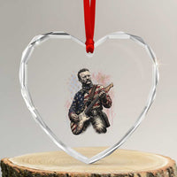 Teddy Roosevelt Playing Guitar 4th of July Heart Crystal Glass Ornament