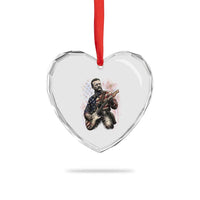 Teddy Roosevelt Playing Guitar 4th of July Heart Crystal Glass Ornament