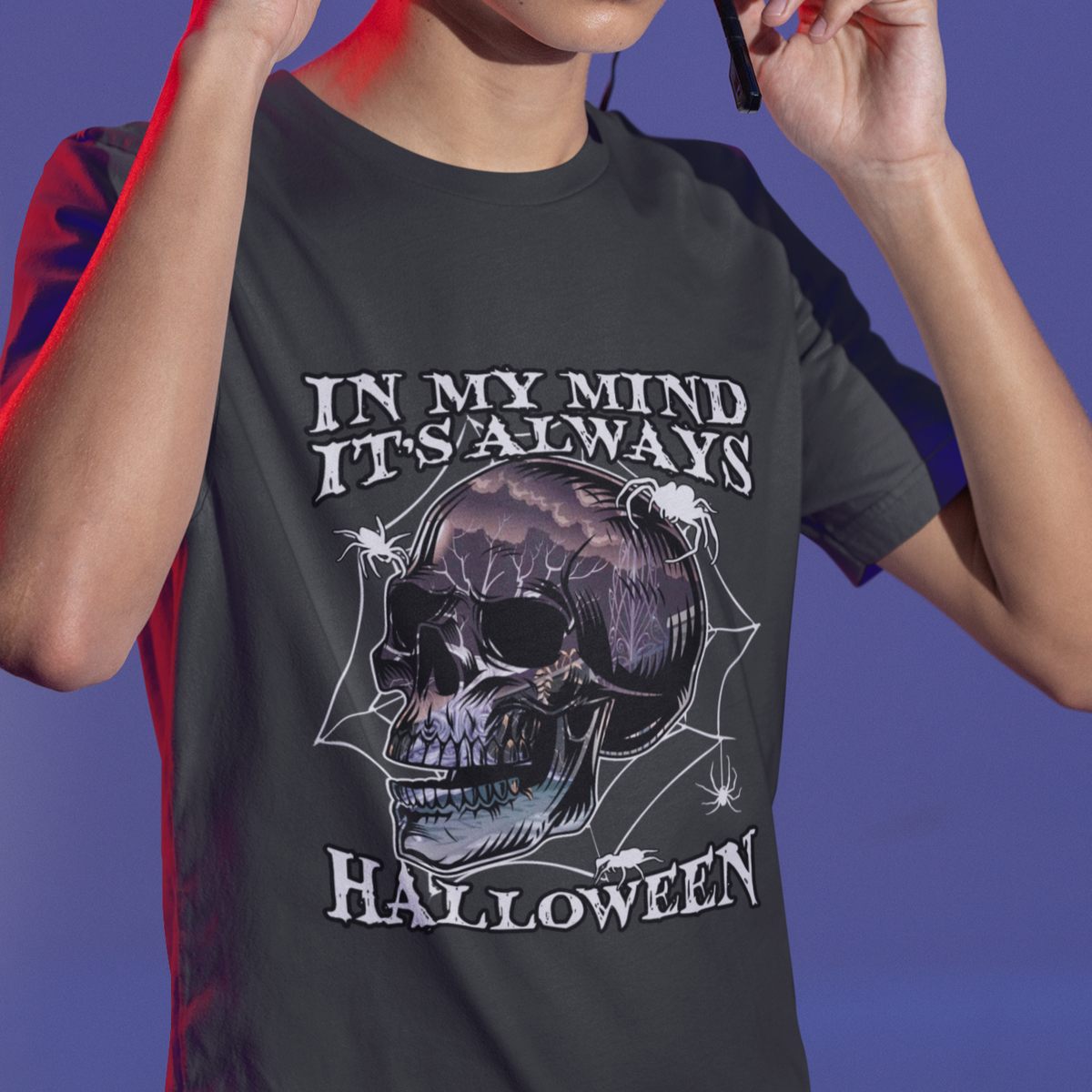 Halloween T Shirt In My Mind It's Always Halloween Scary Night Skull Halloween T-Shirt for Halloween lovers, Spooky Season Shirt, Ghosts - Wonder Print Shop
