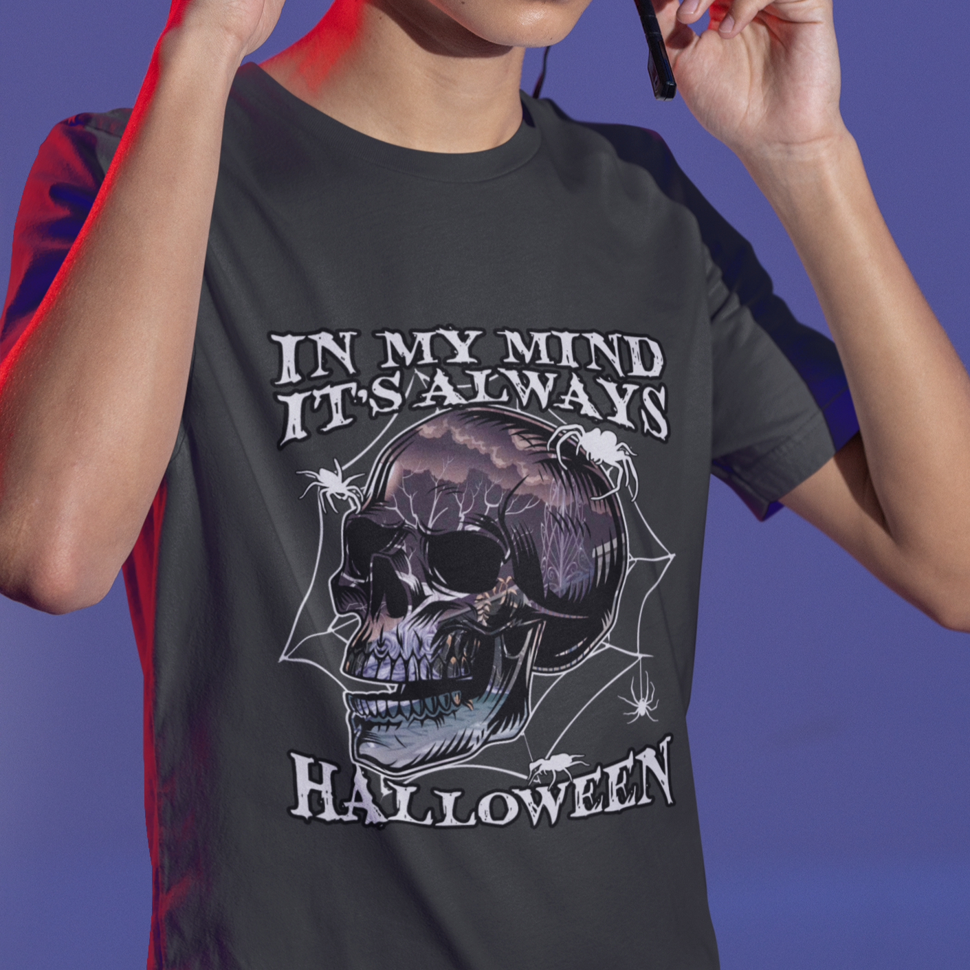 Halloween T Shirt In My Mind It's Always Halloween Scary Night Skull Halloween T-Shirt for Halloween lovers, Spooky Season Shirt, Ghosts - Wonder Print Shop