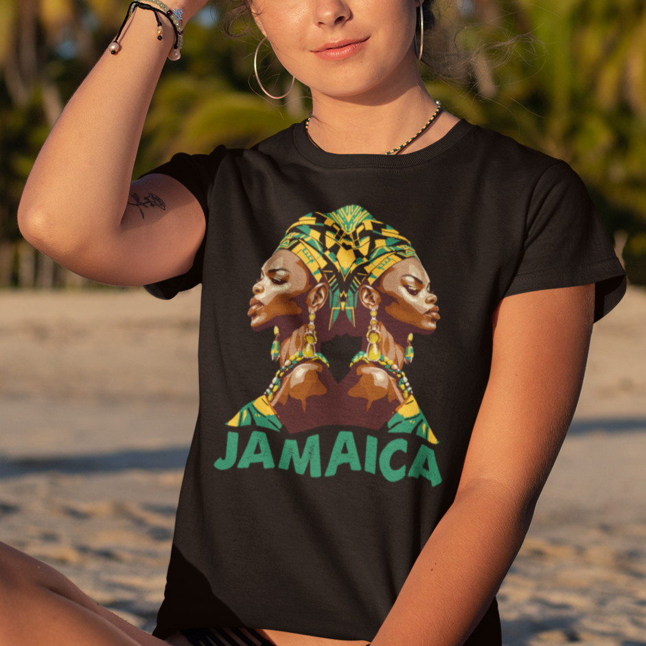 Jamaica T Shirt Jamaican Black Girls Melanin Queen Jamaica Flag Hair Womens - Wonder Print Shop