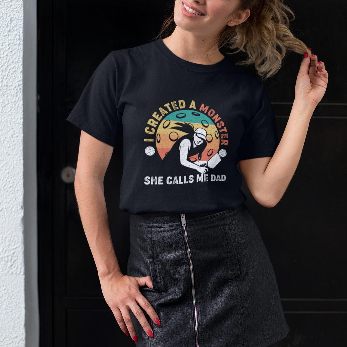 Pickleball Dad T Shirt For Women I Created A Monster She Call Me Dad Pickleball Lover For Father's Day Gifts, Pickleball - Wonder Print Shop
