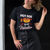 Valentine's Day T Shirt Cute Hot-Dog Is My Valentine Food Lover - Wonder Print Shop
