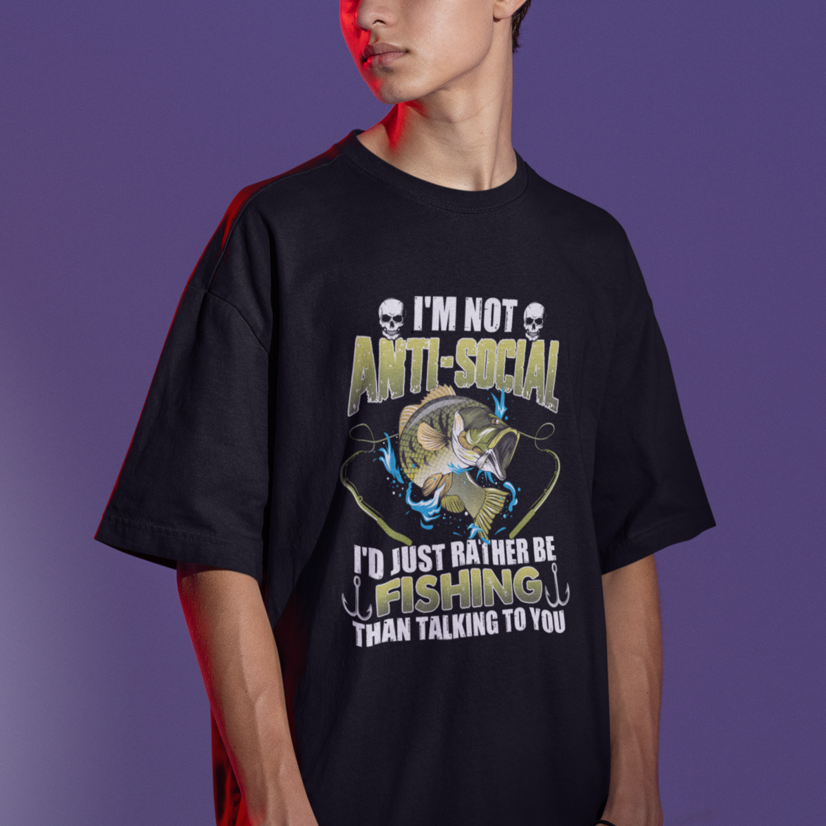 Funny Fishing T Shirt I'm Not Anti-Social I'd Just Rather Be Fishing Than Talking To You Funny Fisherman Fishing Gag Gift for Men Women Angler - Wonder Print Shop