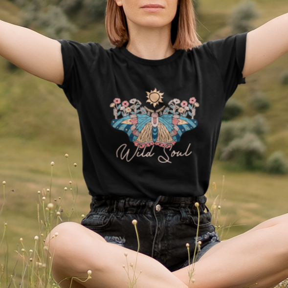 Vintage Celestial Nature Inspired Moth Wild Soul Free Spirit Occult Night Butterfly Boho Moth T-Shirt for Women, Spiritual T Shirt For Women - Wonder Print Shop