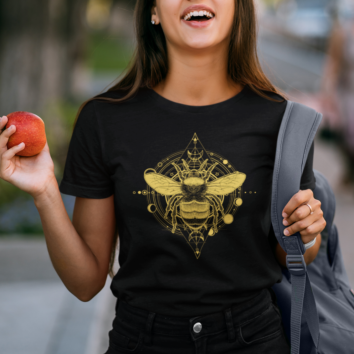 Celestial Entomology Bumblebee Geometric Yellow Bee Botanical T-Shirt for Women, Save The Bees Shirt, Gift for Bee Lover, Spiritual T Shirt For Women - Wonder Print Shop