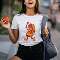 Valentine's Day T Shirt Heart Hot Dog Cute Sausage Bun Food Lover - Wonder Print Shop