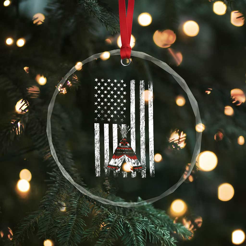 Teepee Pocket Native American Crystal Glass Ornament American Flag Native Feather Pride Month Indigenous