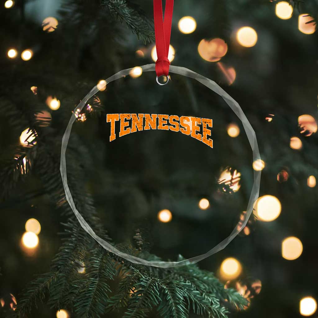 Tennessee Fan Crystal Glass Ornament Orange Bold Sport State Letters Game Day