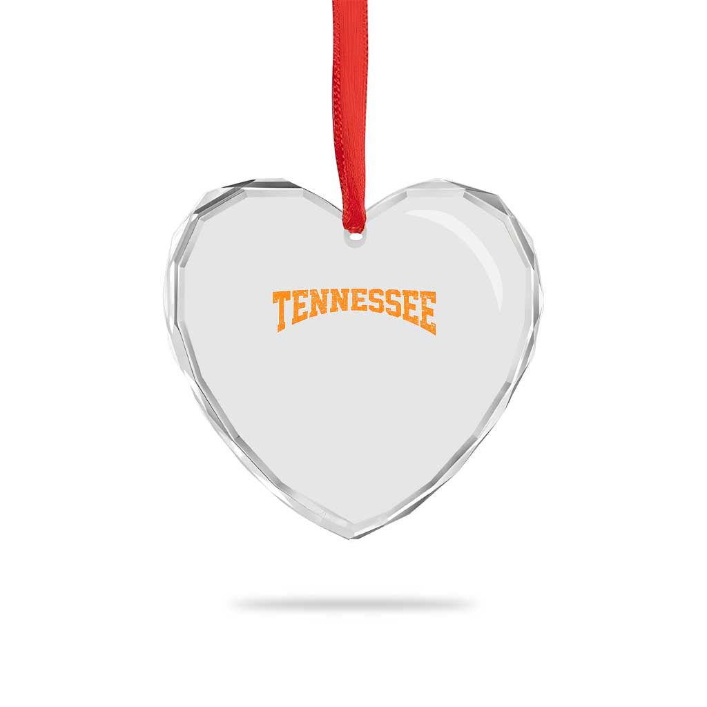 Tennessee Fan Heart Crystal Glass Ornament Orange Bold Sport State Letters Game Day