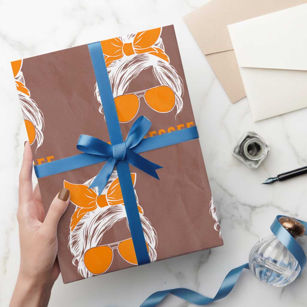 Tennessee Fan Wrapping Paper Roll Volunteers College Football Lover Game Day Messy Bun - Wonder Print Shop