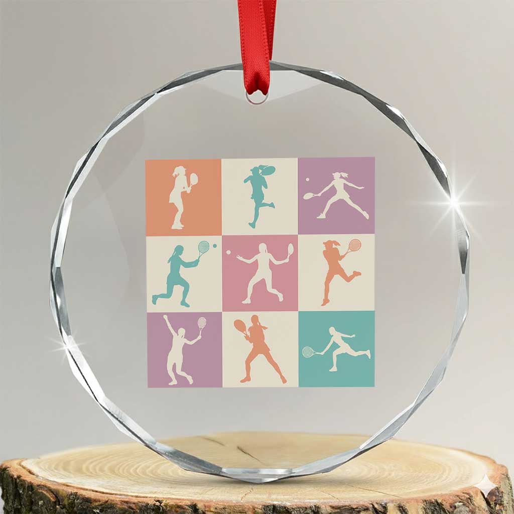 Tennis Lover Colorful Pastel Grid Sports Fan Gift Crystal Glass Ornament - Wonder Print Shop