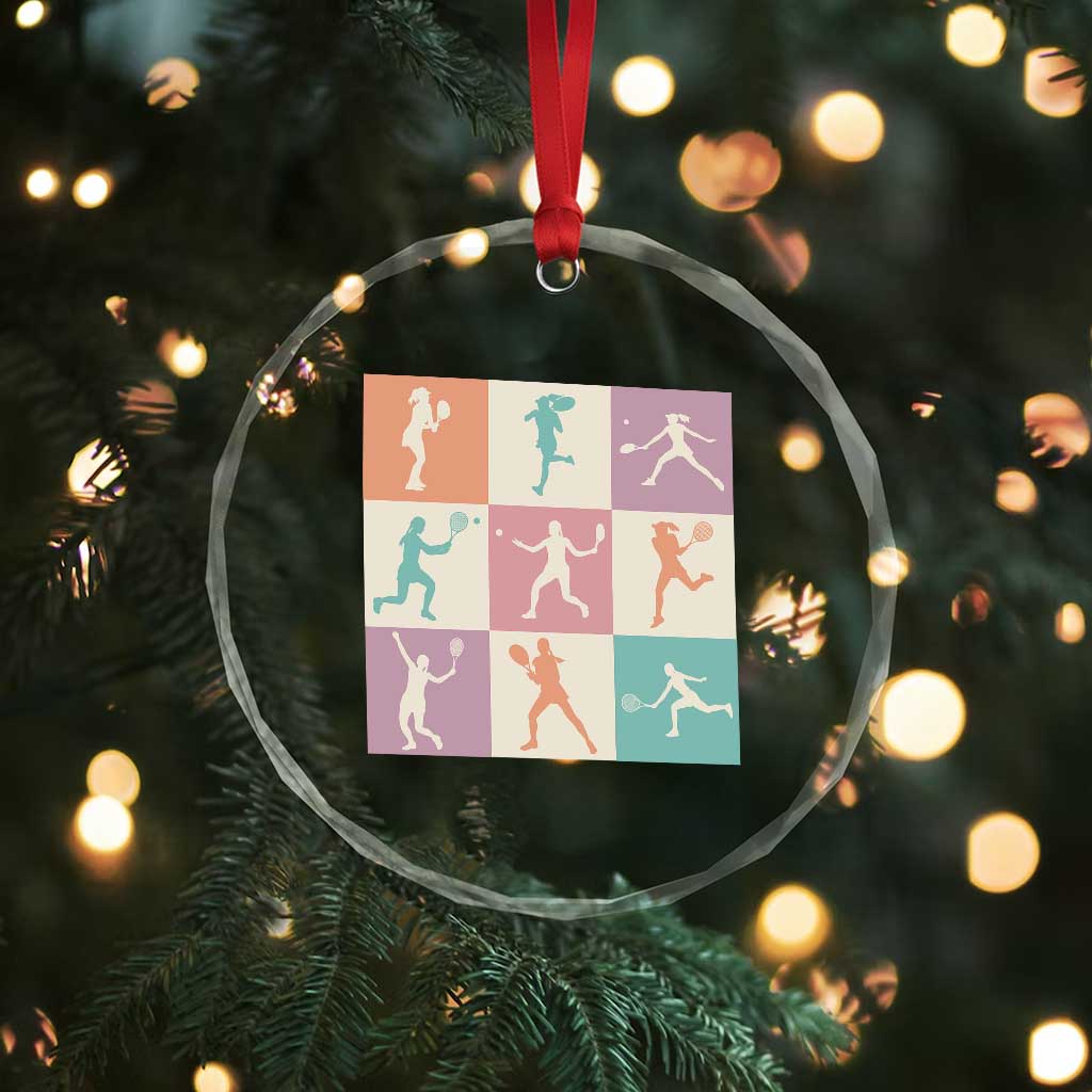 Tennis Lover Colorful Pastel Grid Sports Fan Gift Crystal Glass Ornament - Wonder Print Shop