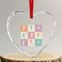 Tennis Lover Colorful Pastel Grid Sports Fan Gift Heart Crystal Glass Ornament - Wonder Print Shop