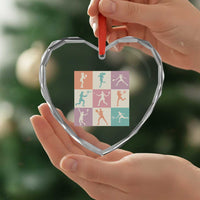 Tennis Lover Colorful Pastel Grid Sports Fan Gift Heart Crystal Glass Ornament - Wonder Print Shop