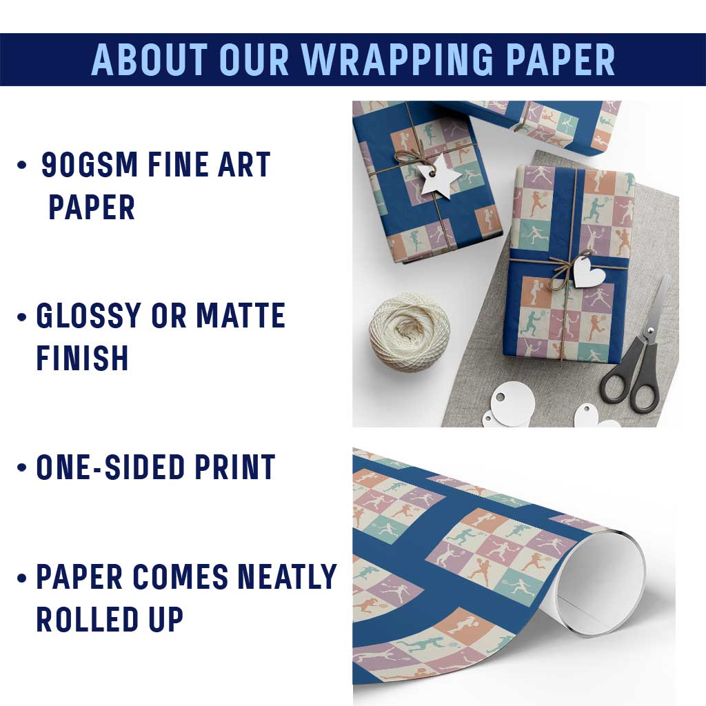 Tennis Lover Colorful Pastel Grid Sports Fan Gift Wrapping Paper Roll - Wonder Print Shop