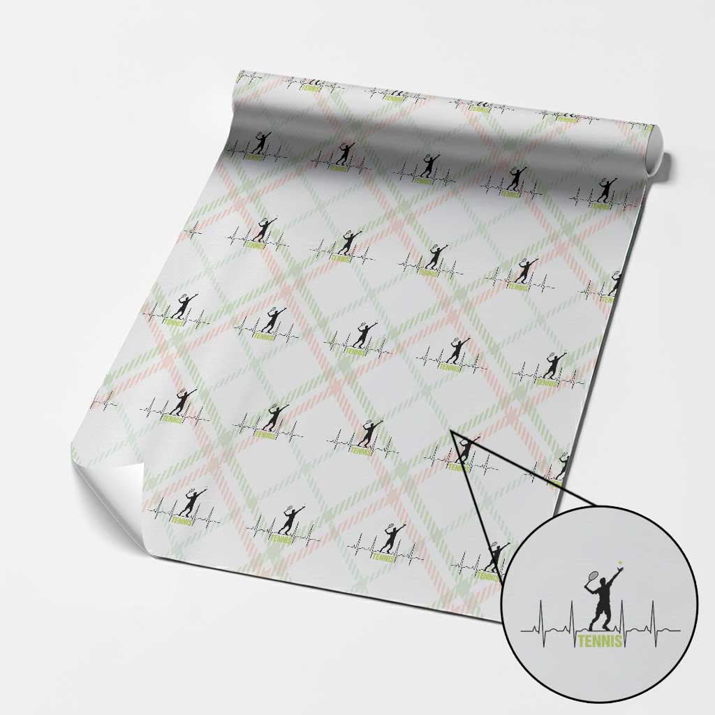 Tennis Lover Heartbeat Wrapping Paper Roll Sports Player Gift - Wonder Print Shop