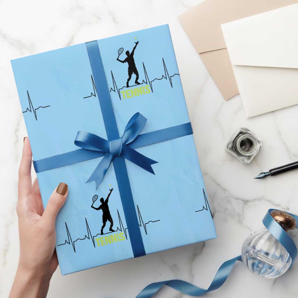 Tennis Lover Heartbeat Wrapping Paper Roll Sports Player Gift - Wonder Print Shop