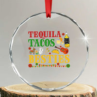 Tequila Tacos And Besties Crystal Glass Ornament Funny Mexican Fiesta Cinco De Mayo