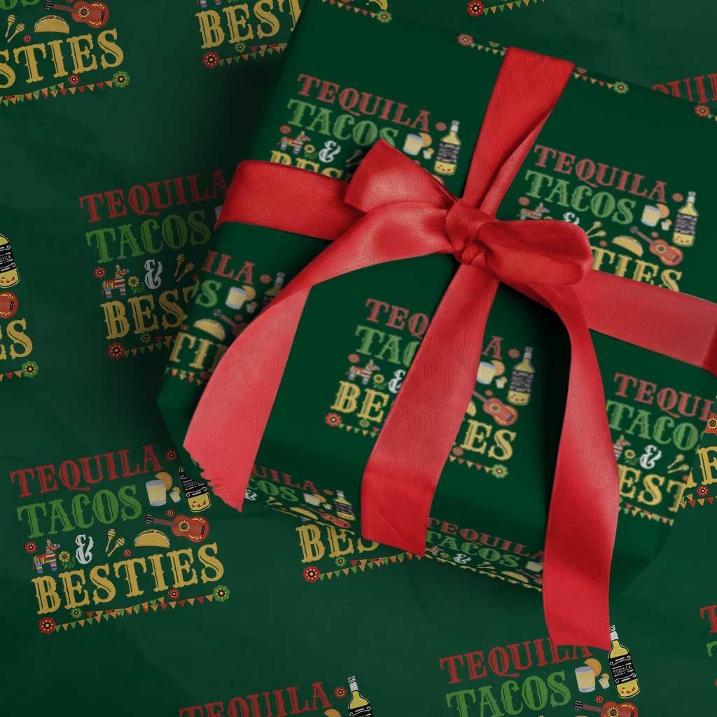 Tequila Tacos And Besties Wrapping Paper Roll Funny Mexican Fiesta Cinco De Mayo