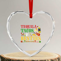 Tequila Tacos And Besties Heart Crystal Glass Ornament Funny Mexican Fiesta Cinco De Mayo