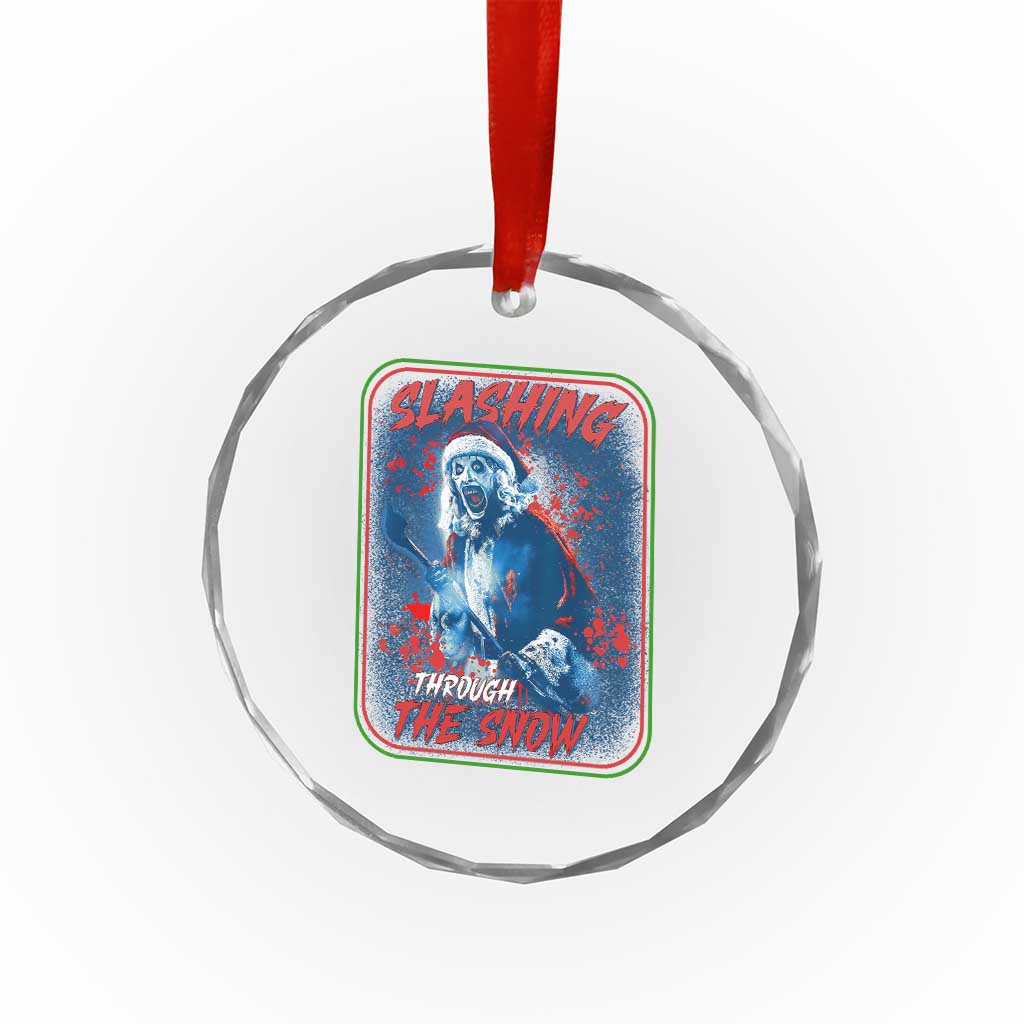 Terrifier Santa Christmas Crystal Glass Ornament Slashing Through The Snow - Wonder Print Shop